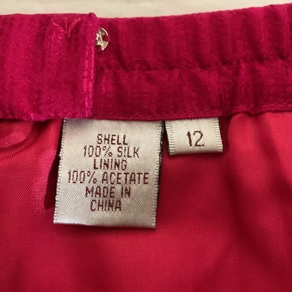Vibrant Pink 100% Silk MIDI Skirt, 12 - Picture 7 of 7